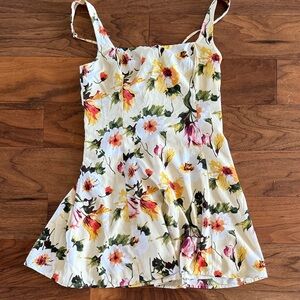 Abercrombie & Fitch Floral Mini Dress - Cream, Yellow, Pink